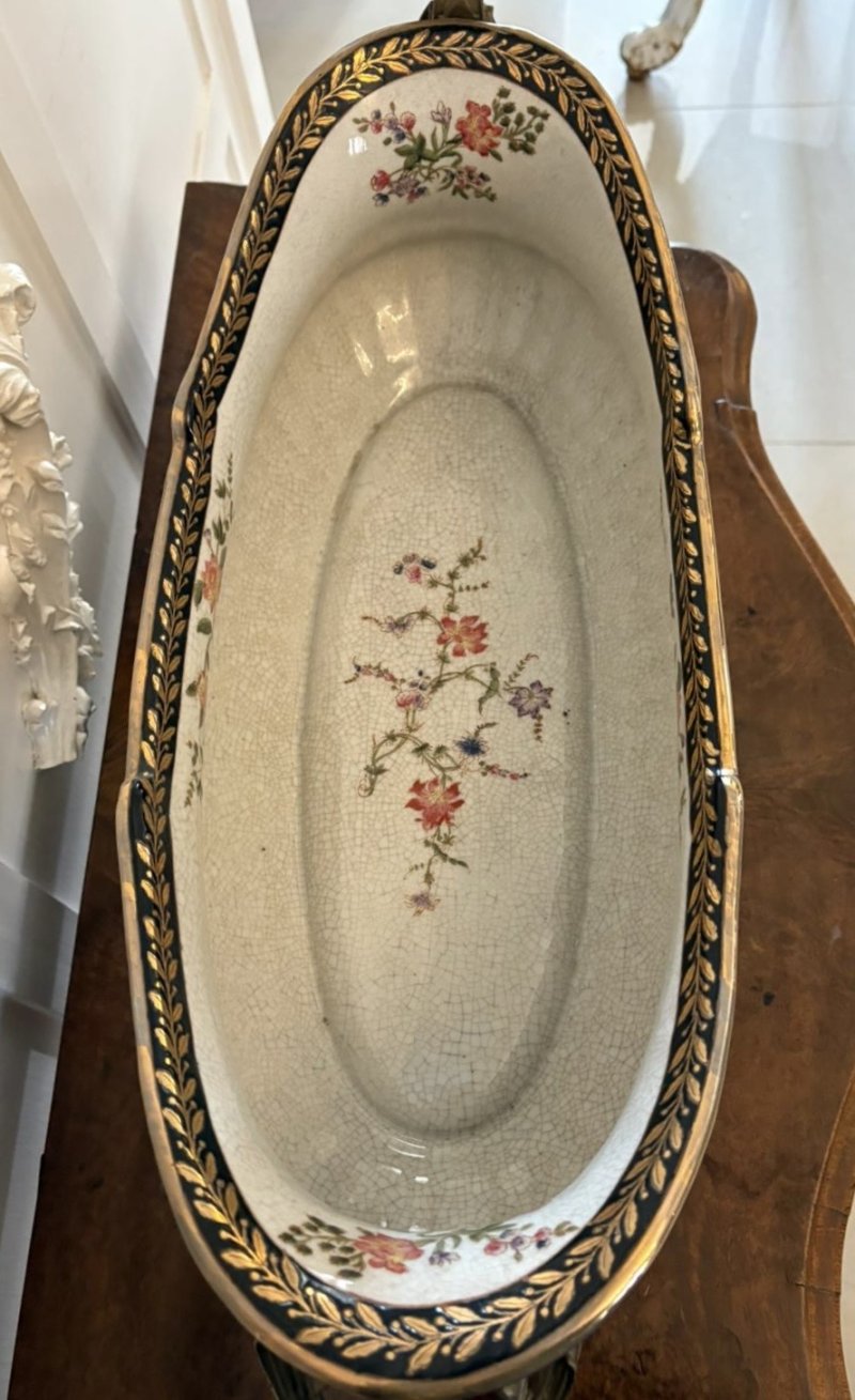 Large Antique Quality Porcelain and Brass Mounted Centrepiece - Image 7